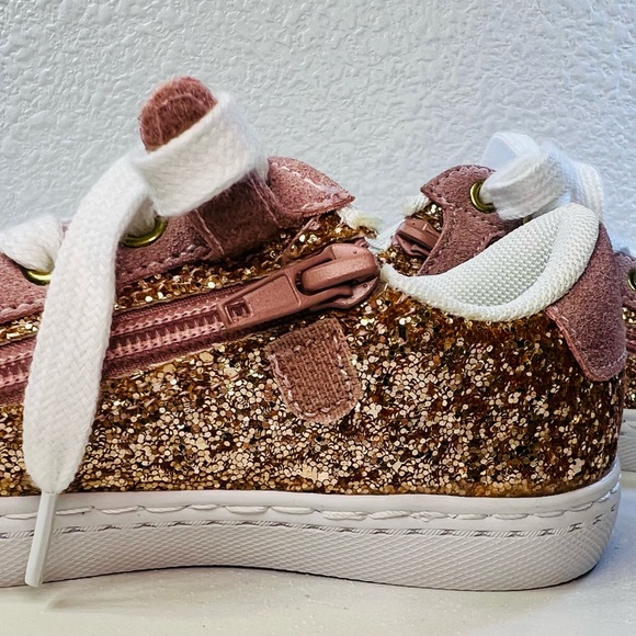 ♥️HP HOO Mia Star Glitter Sneakers Sz 11 Rose Gold Pink Easy Zip & Velcro NWOT - Picture 7 of 9